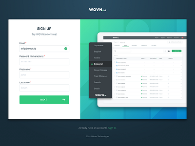 WOVN.io Sign up design minimal sign sign in sign up ui