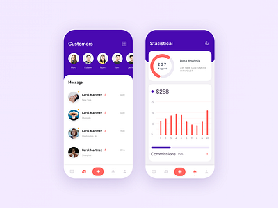 Customer And Commission Management app design ui