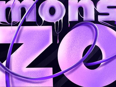 "MonstAR Zoo" - custom typography treatment detail app augmented reality character concept character design design gaming illustartor illustrated type illustrated typography illustration illustration art letters monster monsters poster procreate procreate art purple typogaphy