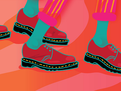 Bad food, worse weather, Marry f**kin' Poppins adobe illustrator cartoon character character concept character design colorful design docs drmartens green illustartor illustration illustration art london london underground peachy pink red shoes underground vector walking