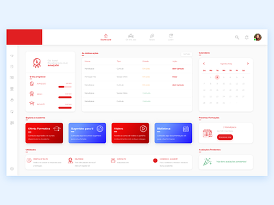 E-Learning Platform | Dashboard blue calendar ui dashboad dashboard design design flat icon red technology ui ux design web white