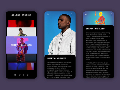 ColorsxStudios App app design application art direction design interface minimal mobile music ui ux video web webdesign