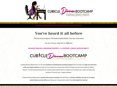 Cubicle Divorce Bootcamp Sales Page bootcamp one page sales page web design website