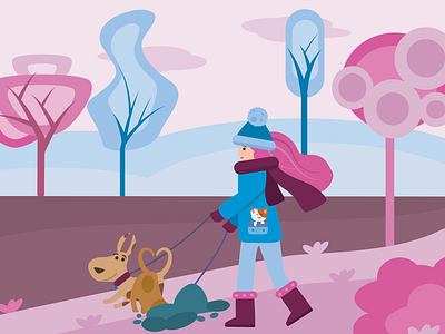 Happy Valentine’s Day!❤️ affinity designer affinity ipad character design dog walker dog walking illustration flat design girl happy dogs illustration ipad vector valentines day valentines day vector vector animals vector cat vector dogs vector illustration vector nature vector pet vector trees woman