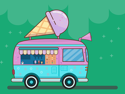 Cute Ice Cream Truck affinity designer affinity vector cute van ice cream art ice cream truck illustrator vector art vector car vector illustration vector van