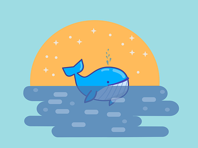 Cute Blue Whale flat art flat design illustrator vector art vector daily vector illustration vector whale whale art whale illustration