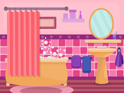 Cute Bathroom Illustration
