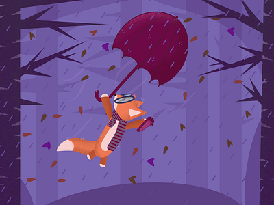 Flying Fox autumn art autumn illustration fox illustration illustration vector art