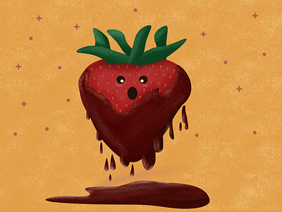 Little Strawberry Dipped in Chocolate cute illustration food art food illustration kawaii fruit made in affinity strawberry drawing