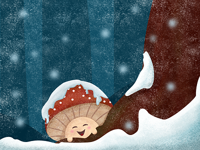 Playing in the Snow affinity designer illustration mushroom illustration snow illustration