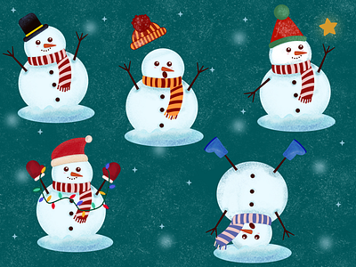 Having Fun in the Snow december snow snowman vector art winter winter illustration