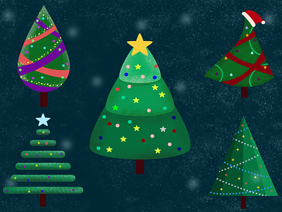 Decorated Trees christmas decorations decorated tree decorations illustration