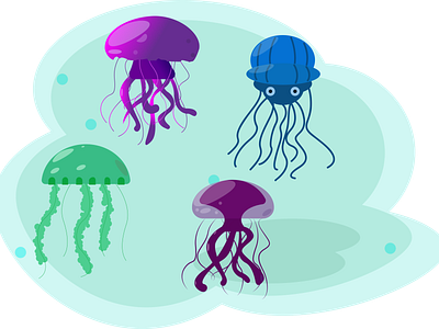 Jellyfish design flat flat design illustration illustrator jellyfish vector vector art water