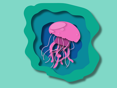 Pink Jellyfish 3d abstract design flat flat design illustration illustrator jellyfish vector art water water vector