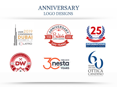 Anniversary Logos anniversary illustration logo logo creator logo design logo maker vector