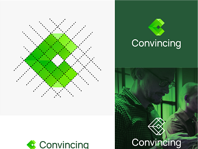 Convincing black branding colorful convincing digital gradient green logo logo design management mark mark icon symbol minimalist modern online review tech technology