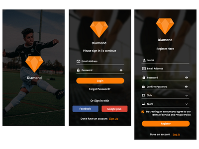Football App Screens adobe xd app branding creative design footer ux ux ui