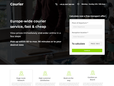Courier Landing Page uidesign website