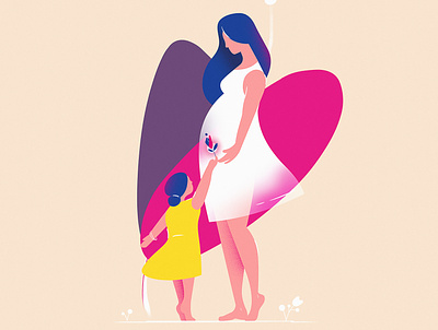 Mother and Daughter app branding design icon illustration logo