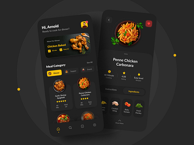 Food Recipe Apps - Dark Mode