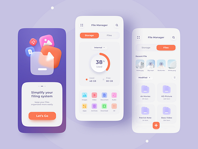 File Manager Apps - Light Mode application application ui file file explorer file management file manager file sharing files folder folder design folder icon glassmorphism light ui mobile app mobile app design mobile design mobile ui soft ui ui design ux design