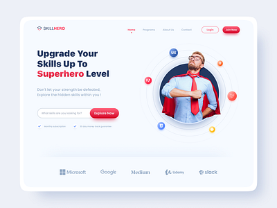 Online Course Web - Hero Section clean ui course courses education education website hero hero section light ui online course online courses skills ui design ux design web design web ui web ui design web ux design website website design white