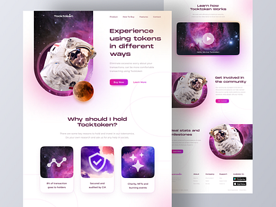 Tocktoken - Token Company Landing Page Concept bitcoin blockchain clean crypto crypto currency cryptocurrency ethereum glow gradient home page landing page nft nfts token tokens ui ux web web design website design