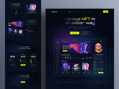 XCRYP - NFT Dashboard Landing Page Website