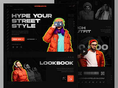 Hypelevia - Fashion Shop Landing Page Website apparel clothes clothing design e commerce fashion fashion store home page hype beast landing page lookbook online shop streetwear style ui ux web web design website website design