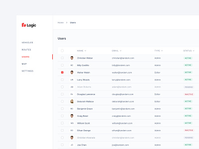 Logistics Dashboard / Users Page app design dashboard dashboard design design ui ui design user interface