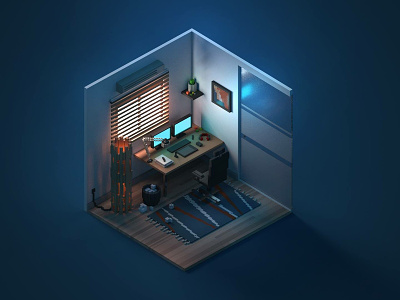 My previous desk office aroma magicavoxel voxel voxel art