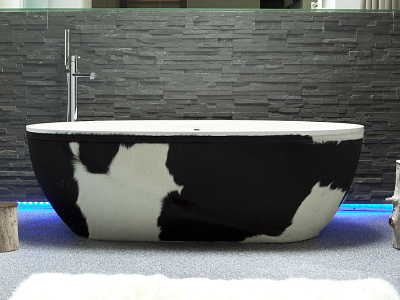 Ab.Sto.126.02.Bm.Cw Stone One Decors Just Animals Cow aquadesign aquamass bath cow design freestanding leather wellness