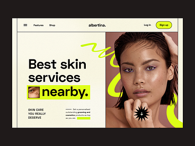 Skin services hero bright e commerce hero image landing luxury premium typography ui