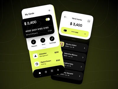 Banking App bank bright dark dashboard fintech mobile money ui