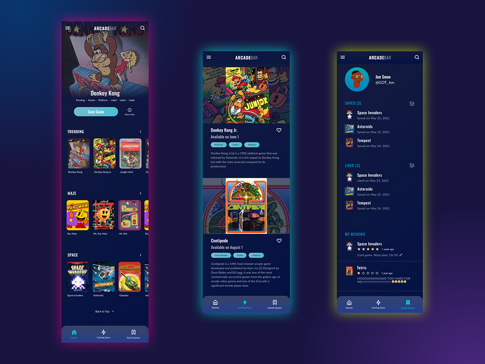 Arcade Game Preview App by Allison Lee on Dribbble
