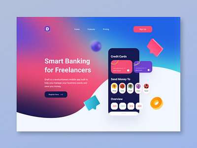Mockup Banking App with wireframe