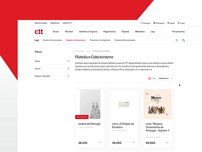 CTT | Shopping page design digital dribbble filter grey major motion online postal service product design products red responsive shop sketch ui ux uxui web white