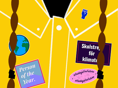 Greta Thunberg | Person of the Year '19 black blue climate design designstudio dribbble illustration major minimal person pink simple sketch strike web white yellow