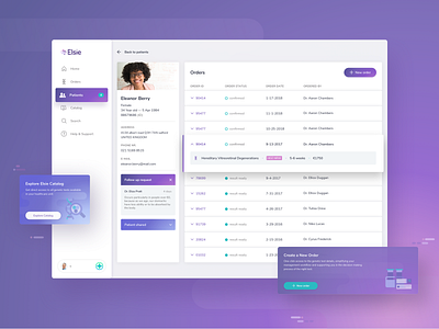 Elsie | A New Kind of App app dashboard dna grid health healthcare layout list major modal navigation patient product productdesign responsive saas tablet ui ux uxui