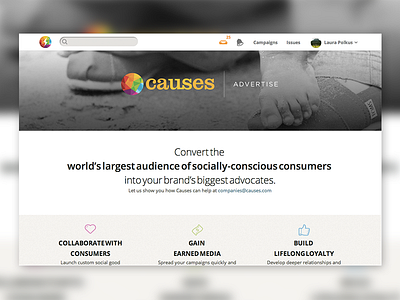 Causes.com | Advertise keep it clean simple web design