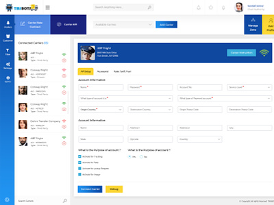 carrierconnect dashboard ui