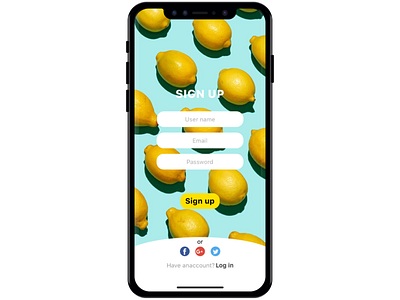 Daily UI 001 - Sign up app challange daily 100 dailyui dailyui 001 design ios lemon sign up ui ui deisgn ux