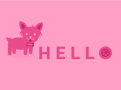 Hello! dog dribbble hello illustration monochrome welcome