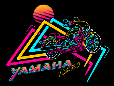 Yamaha Motorcycle Tee Shirt Design 80s branding bright design graphic design illustration logo modern motorcycle neon retro sport vector vintage