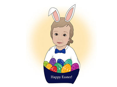 Happy Easter! adobe illustrator art artwork computer graphics design easter easter eggs eggs happy illustration kids portrait portrait art rabbit vector