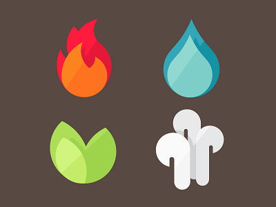 Elements earth elements fire icons water wind