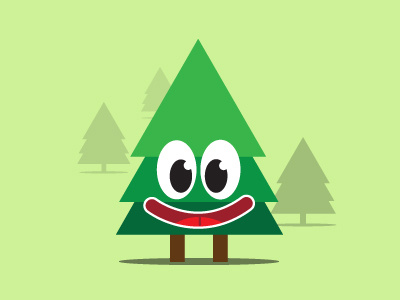 Tree Dude character eyes green illustration mouth pine tree xmas