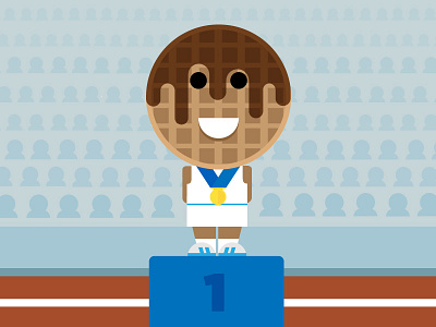 Waffle Man breakfast character illustration podium stadium waffle win