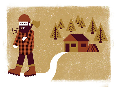 Working In The Woods flannel forest house illustration lumberjack whistle woods