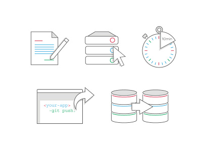 Server Icons database github icon illustration server sign up stopwatch